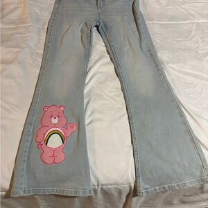 Light Blue Flare Jeans with Bear Patch